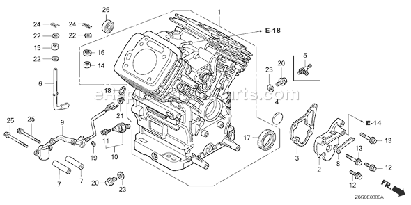 Honda GX670U (Type TXA2)(VIN# GCASK-1000001) Small Engine Page H Diagram