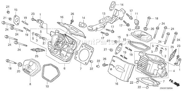 Honda GX670U (Type TXF2)(VIN# GCASK-1000001) Small Engine Page I Diagram