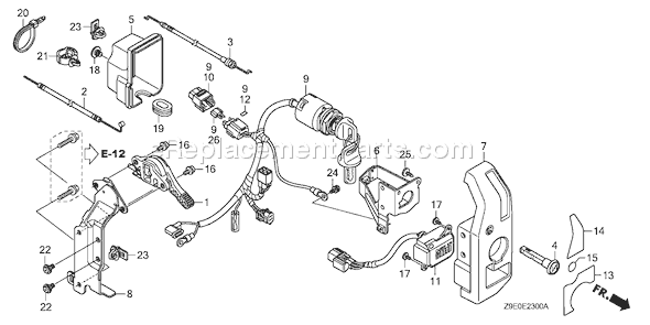 Honda GX690R (Type TAF)(VIN# GCBGK-1000001) Small Engine Page E Diagram