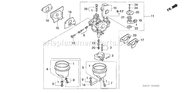 Honda GXH50U (Type QHE)(VIN# GCAFK-1000001) Small Engine Page C Diagram