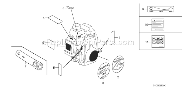 Honda GXH50U (Type QHM)(VIN# GCAFK-1000001) Small Engine Page J Diagram