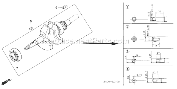 Honda GXH50U (Type QHM)(VIN# GCAFK-1000001) Small Engine Page F Diagram