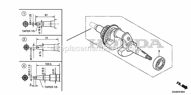 Honda GXR120RT (Type KREU)(VIN# GCCDT-1000001-9999999) Engine Crankshaft Diagram