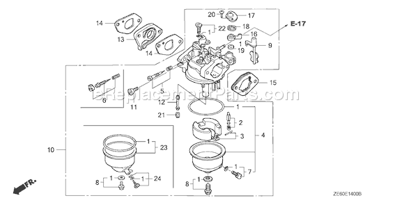 Honda GXV120 (Type A1#)(VIN# GXV120-6000001-9999999) Engine Page C Diagram