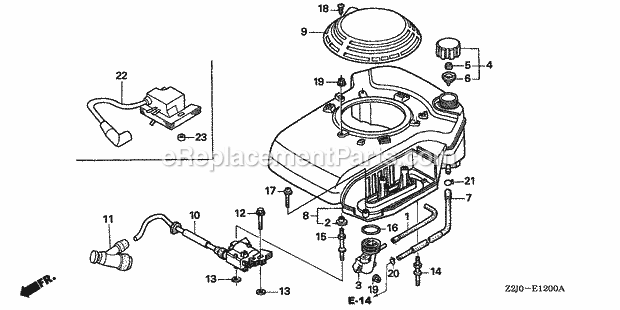 Honda GXV160A1 (Type A1T)(VIN# GJAJA-1000001-9999999) Small Engine Page F Diagram