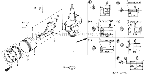 Honda GXV160K1 (Type A1AS)(VIN# GJ03-6100001-7999999) Small Engine Page E Diagram