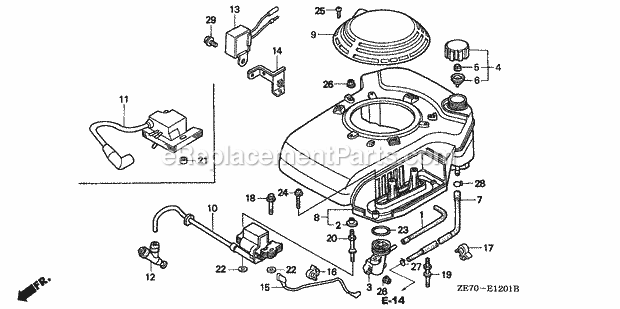 Honda GXV160K1 (Type A1AS)(VIN# GJ03-6100001-7999999) Small Engine Page F Diagram