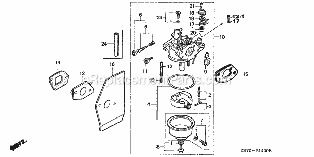 Honda GXV160K1 (Type A1AS)(VIN# GJ03-6100001-7999999) Small Engine Page G Diagram
