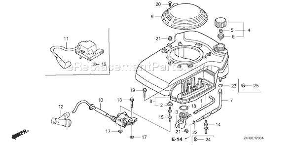 Honda GXV160UA1 (Type A1T)(VIN# GJAHA-1000001) Small Engine Page H Diagram