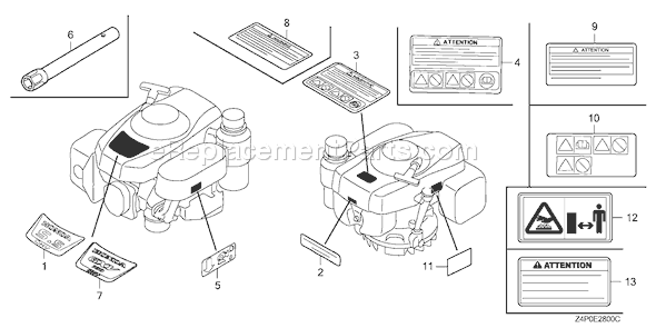 Honda GXV160UH2 (Type A14)(VIN# GJABH-1000001) Small Engine Page K Diagram