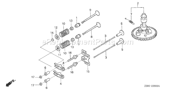 Honda GXV270 (Type DAP2)(VIN# GJ01-1000001-1034654) Small Engine Page B Diagram