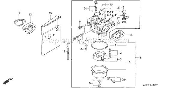 Honda GXV270 (Type DAP2)(VIN# GJ01-1000001-1034654) Small Engine Page C Diagram