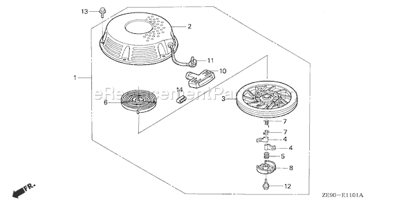 Honda GXV340K1 (Type DAT)(VIN# GJ02-1100001-2104741) Small Engine Page O Diagram