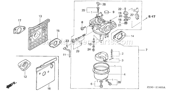 Honda GXV340K1 (Type DAT)(VIN# GJ02-1100001-2104741) Small Engine Page C Diagram