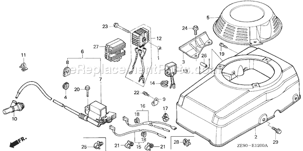 Honda GXV340K1 (Type DAT)(VIN# GJ02-1100001-2104741) Small Engine Page H Diagram