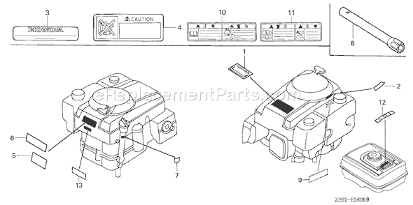 Honda GXV340K2 (Type DN3)(VIN# GJ02-6000001-9999999) Small Engine Page L Diagram