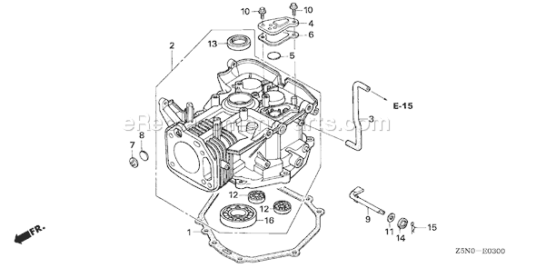 Honda GXV340RT2 (Type DA33)(VIN# GJACT-1000001) Small Engine Page F Diagram