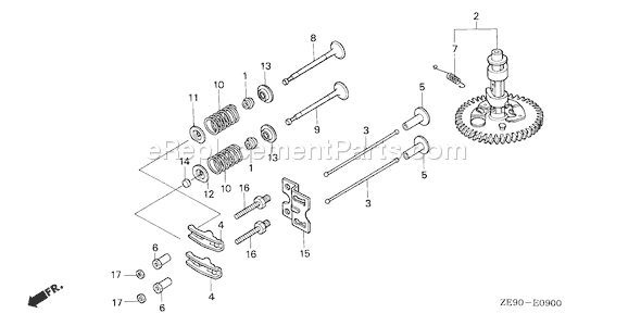 Honda GXV340 (Type DAP)(VIN# GJ02-1000001-1009980) Small Engine Page B Diagram