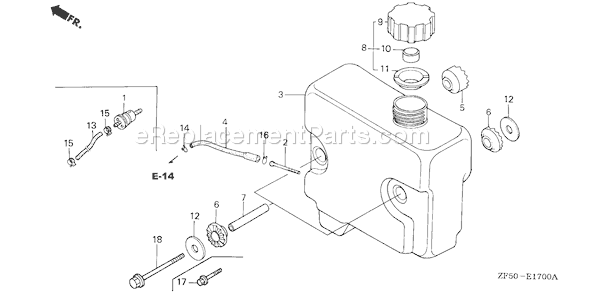 Honda GXV390 (Type DAET)(VIN# GJAA-1000001-2063521) Small Engine Page J Diagram