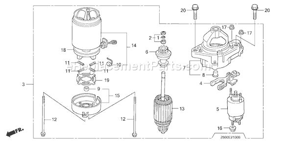 Honda GXV530R (Type JXA3)(VIN# GJAEK-1000001) Small Engine Page Q Diagram