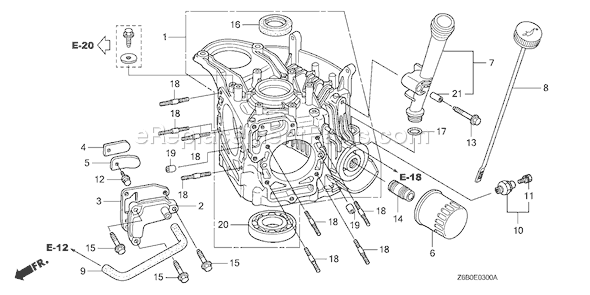 Honda GXV530R (Type JXA3)(VIN# GJAEK-1000001) Small Engine Page D Diagram