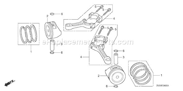 Honda GXV530R (Type PXA1)(VIN# GJAEK-1000001) Small Engine Page O Diagram