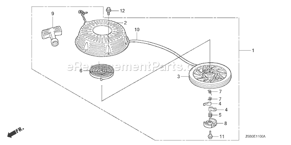 Honda GXV530R (Type QRA4)(VIN# GJAEK-1000001) Small Engine Page O Diagram