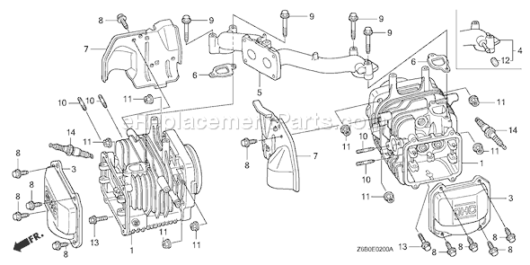 Honda GXV530U (Type DXA1)(VIN# GJAEK-1000001) Small Engine Page F Diagram