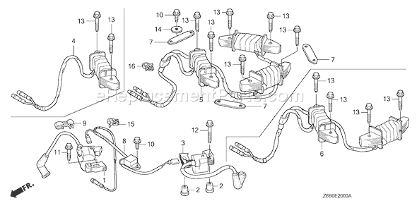 Honda GXV530U (Type EXA1)(VIN# GJAEK-1000001) Small Engine Page K Diagram