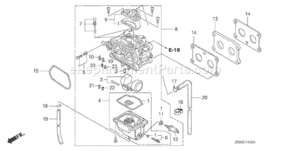 Honda GXV530U (Type EXA1)(VIN# GJAEK-1000001) Small Engine Page B Diagram