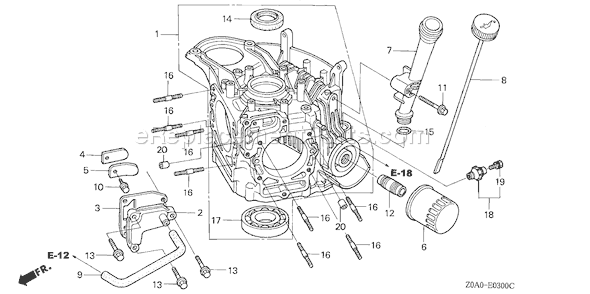 Honda GXV530 (Type DXA1)(VIN# GJARM-1000001-1069999) Small Engine Page D Diagram