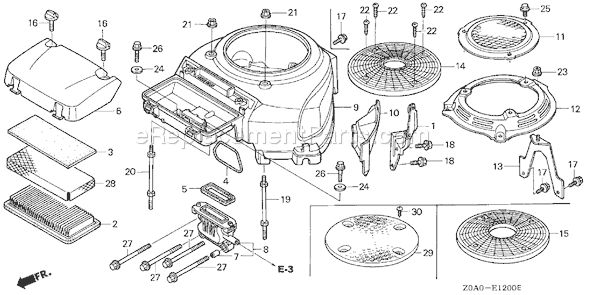 Honda GXV530 (Type EEA1A)(VIN# GJARM-1070001-9999999) Small Engine Page H Diagram