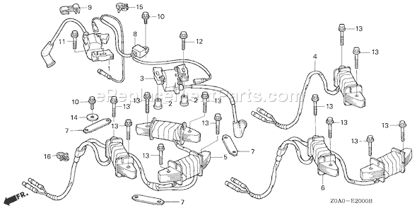 Honda GXV530 (Type QRA5)(VIN# GJARM-1000001-1069999) Small Engine Page J Diagram