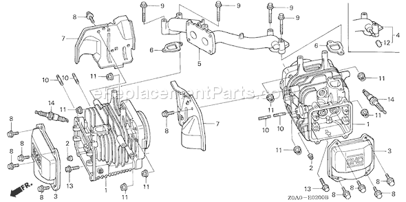 Honda GXV530 (Type QRA5)(VIN# GJARM-1000001-1069999) Small Engine Page F Diagram