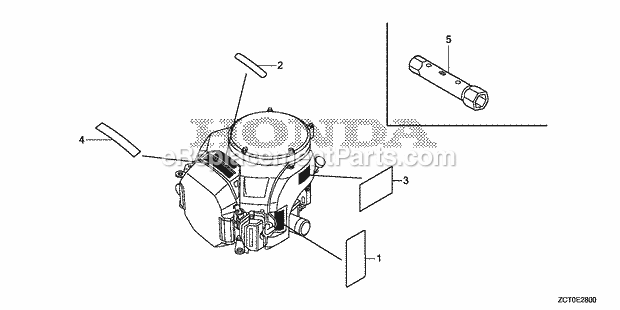 Honda GXV630RH (Type TAF)(VIN# GJACH-1000001-9999999) Engine Label_Tool Diagram