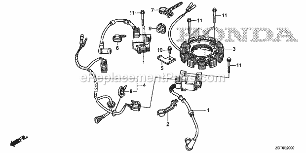 Honda GXV660RH (Type TAF)(VIN# GJADH-1000001-9999999) Engine Ignition_Coil Diagram