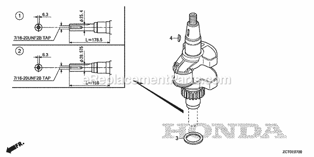 Honda GXV660RH (Type TAF)(VIN# GJADH-1000001-9999999) Engine Crankshaft Diagram