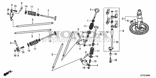 Honda GXV660RH (Type TAF)(VIN# GJADH-1000001-9999999) Engine Camshaft Diagram