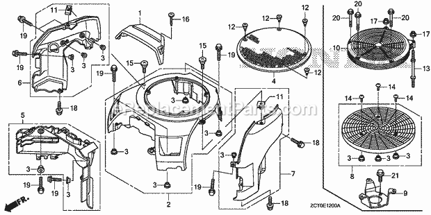 Honda GXV660RH (Type TAF)(VIN# GJADH-1000001-9999999) Engine Fan_Cover Diagram