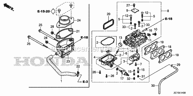 Honda GXV660RH (Type TAF)(VIN# GJADH-1000001-9999999) Engine Carburetor Diagram