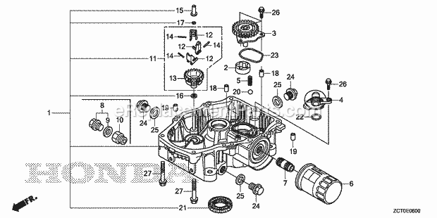 Honda GXV690RH (Type TAF)(VIN# GJAEH-1000001-9999999) Engine Oil_Pan Diagram