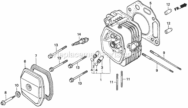 Honda H1011K1 (Type SAC)(VIN# MZAW-6100001) Riding Mower Cylinder Head Diagram