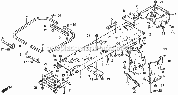 Honda H1011K1 (Type SAC)(VIN# MZAW-6100001) Riding Mower Frame Diagram