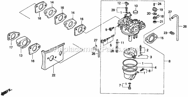 Honda H2013HK1 (Type SAC)(VIN# MZBF-6100001) Lawn Tractor Carburetor Diagram