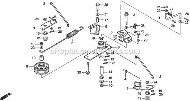 Honda H2013K1 (Type SAC)(VIN# MZBF-6100001) Lawn Tractor Tensioner Arm Diagram