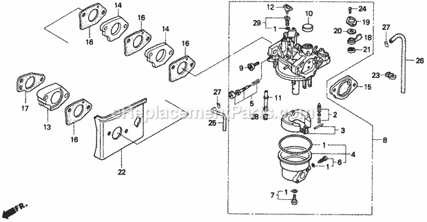 Honda H2113 (Type GDA)(VIN# MZBF-6200001) Lawn Tractor Carburetor Diagram