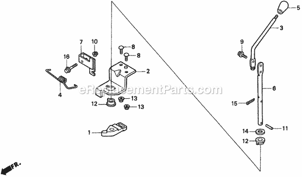 Honda H2113 (Type HDA)(VIN# MZBF-6200001) Lawn Tractor P.T.O. Clutch Lever Diagram