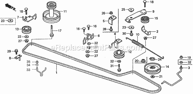 Honda H2113 (Type HDA)(VIN# MZBF-6200001) Lawn Tractor Transmission Pulley Diagram