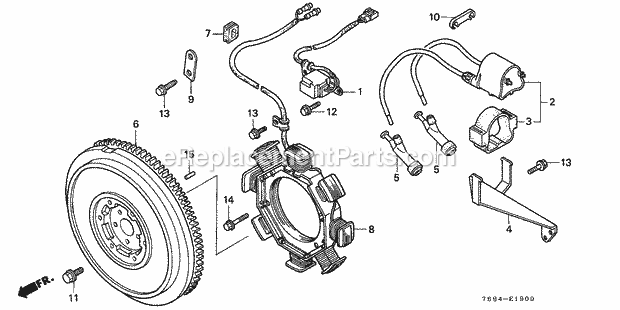 Honda H5518 (Type AC2/A)(VIN# GAAD-1000001-1016931) Multi Purpose Tractor Flywheel Diagram