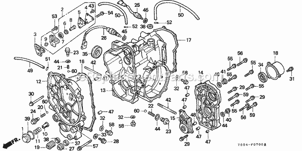 Honda H5518 (Type AC2/A)(VIN# GAAD-1000001-1016931) Multi Purpose Tractor Transmission Case Diagram